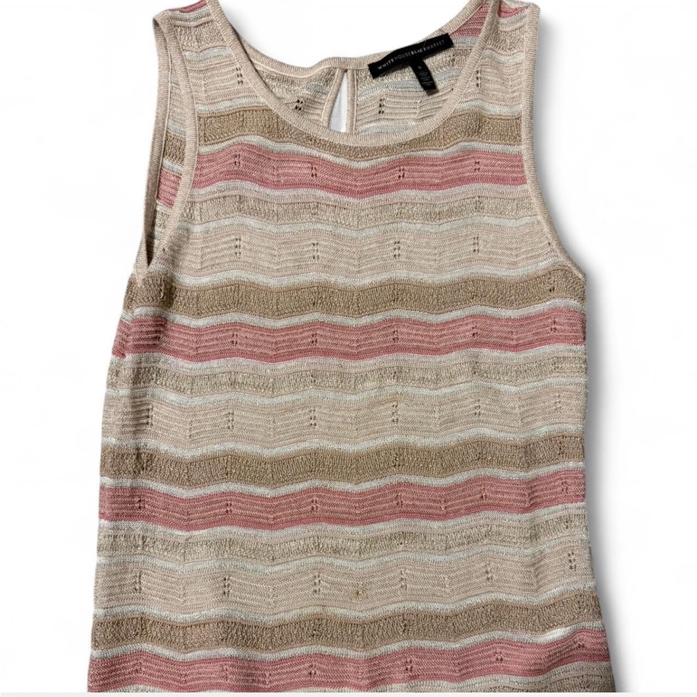 White House Black Market Pink and Tan Chevron Tank Top